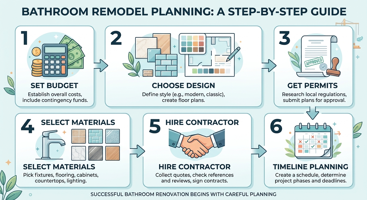 Bathroom remodel planning steps infographic